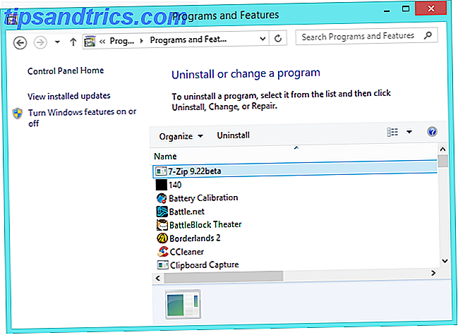 désinstaller des programmes dans les programmes et présentés sur Windows 8.1