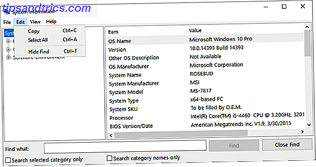 Outil d'information système sur Windows 10