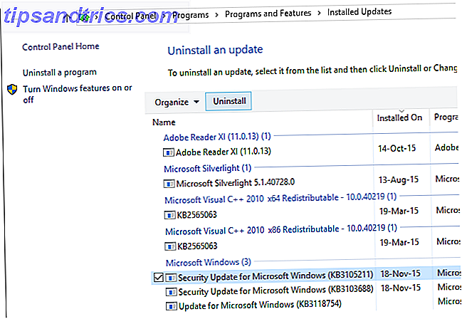 Windows 10 Afinstaller opdateringer