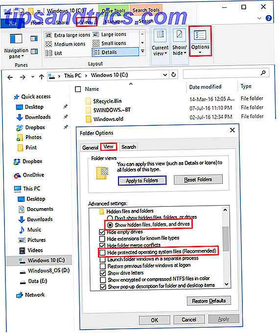 Configurações de pasta do Windows 10 marcadas