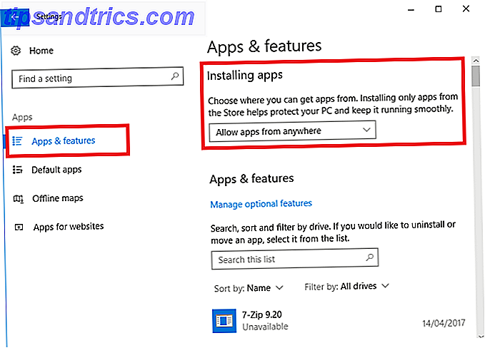 10 Flere Windows 10-funktioner Du kan slukke for Windows verificerede apps tillader apps 670x475