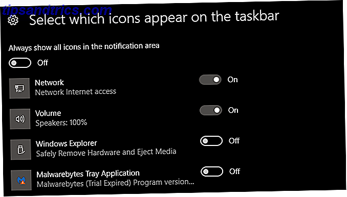 Opciones de notificación de la barra de tareas de Windows 10