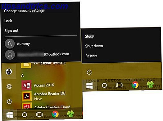 Windows 10 démarrer les options d'alimentation du menu