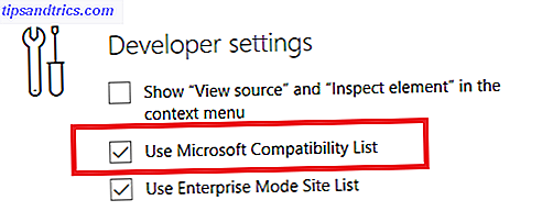 Microsoft Edge-Einstellungen - Deaktivieren Sie die Microsoft-Kompatibilitätsliste