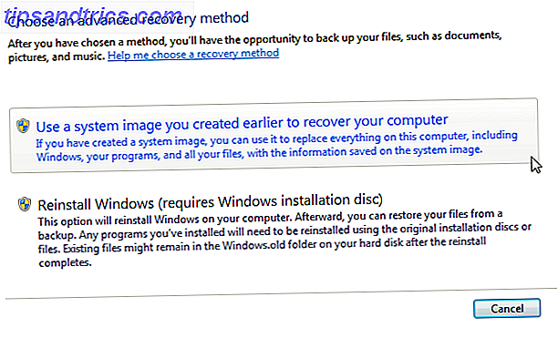 Windows 7 se recupera de la imagen del sistema