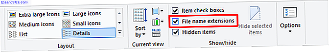 Extensões de nome de arquivo do Windows 10