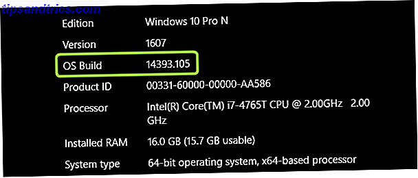 Numéro de build du système d'exploitation Windows 10