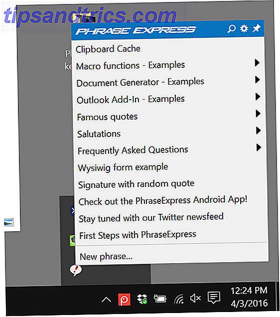 esempio dell'interfaccia utente di phraseexpress