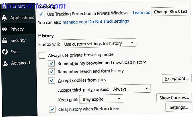 Sådan manuelt og automatisk rydder din browserhistorik Firefox-fortrolighedsindstillinger