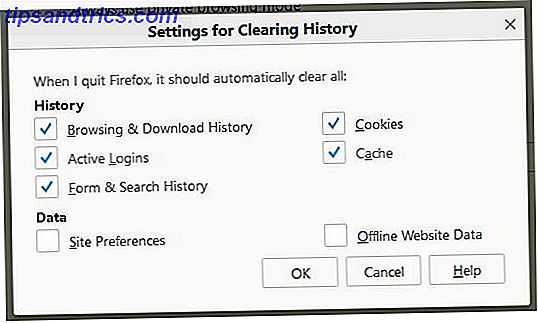 Firefox-indstillinger for clearing historie