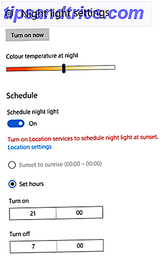 impostazioni di luce notturna di Windows 10