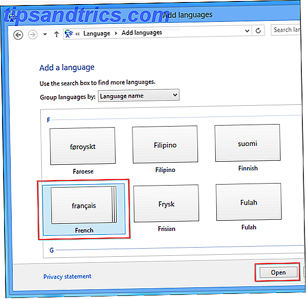 linguaggio di sistema di Windows 8