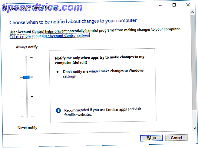 paramètres de contrôle de compte d'utilisateur dans Windows