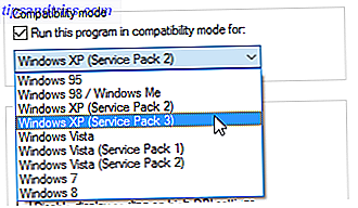 kompatibilitetsegenskaper kjøres i Windows-versjon