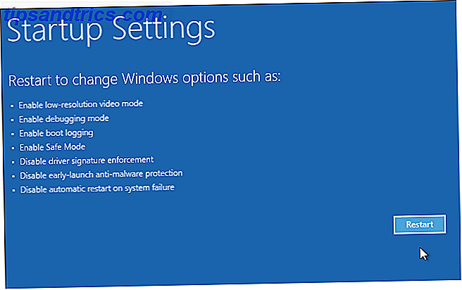 Windows 10 paramètres de démarrage des options de démarrage avancées