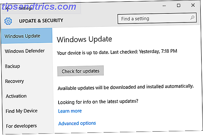 Windows 10 Configurações do Windows Update