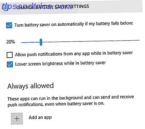 Windows 10 Alterar as configurações do Battery Saver