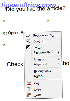 So erstellen Sie kostenlose PDF-Formulare mit LibreOffice Zeichnen Sie das Formularsteuerungs-Kontextmenü