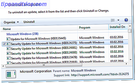 Actualizaciones instaladas de Windows 7