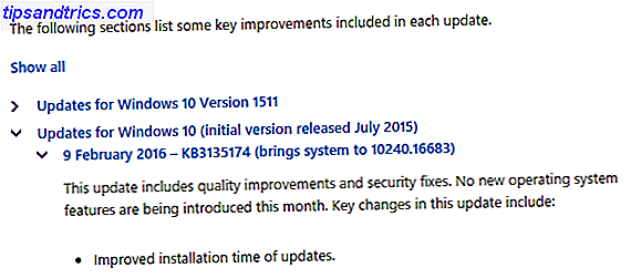 Cronologia aggiornamenti di Windows 10